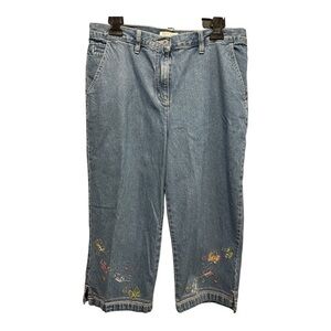 Christopher & Banks Light Blue Cropped Jeans with Embroidery size 12